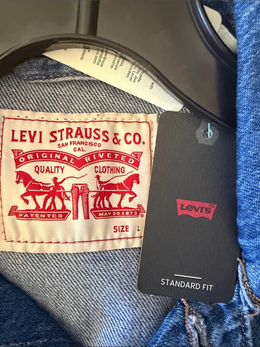 Levi’s Blue Overalls Wide Leg Long Sleeve Denim Jumpsuit Size Large - Picture 7 of 8